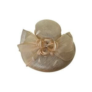 Wide Brim Sinamay Hat Church Kentucky Derby Carriage Tea Wedding Champagne NICE!